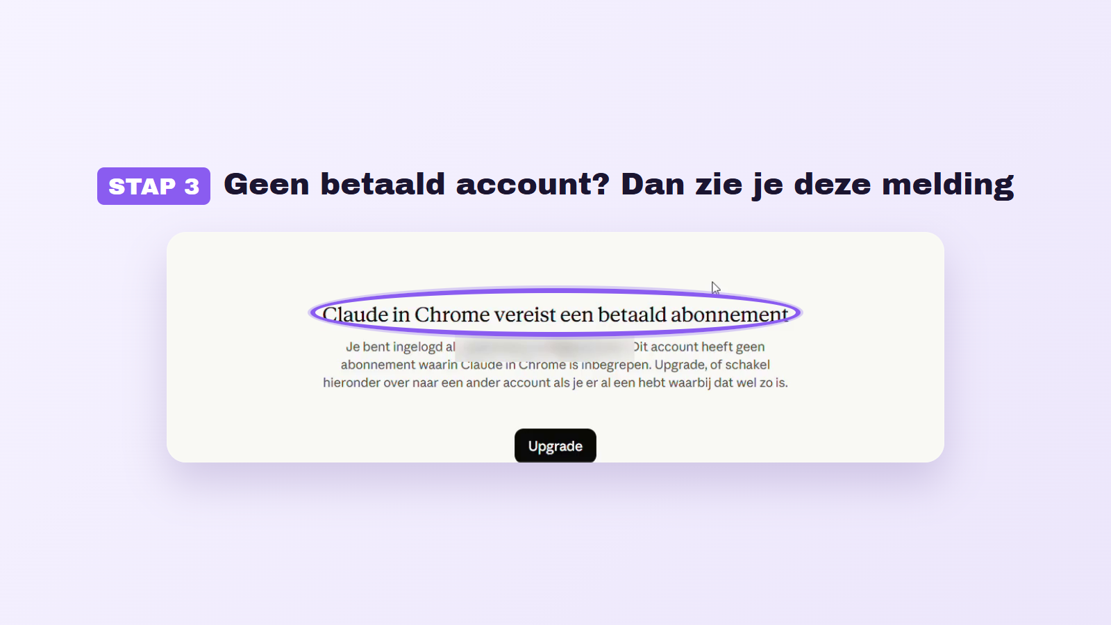 Met een gratis account zie je de melding dat Claude in Chrome een betaald abonnement vereist