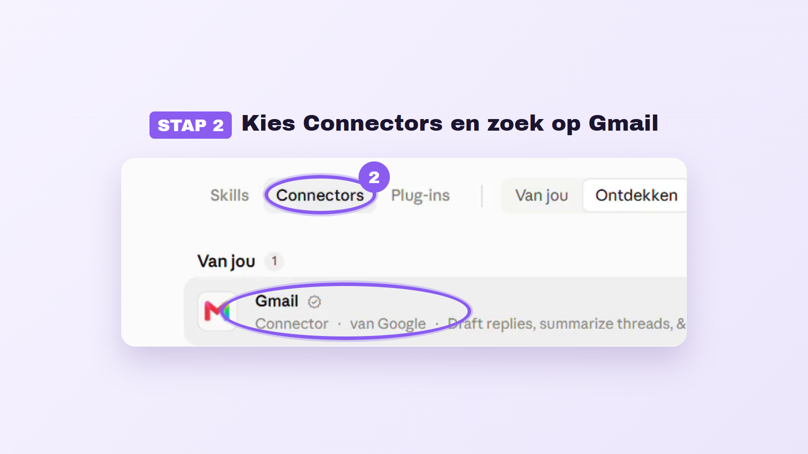 Stap 2: kies Connectors en zoek op Gmail